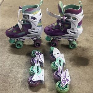 Adjustable Purple & Mint Kids Roller Skates